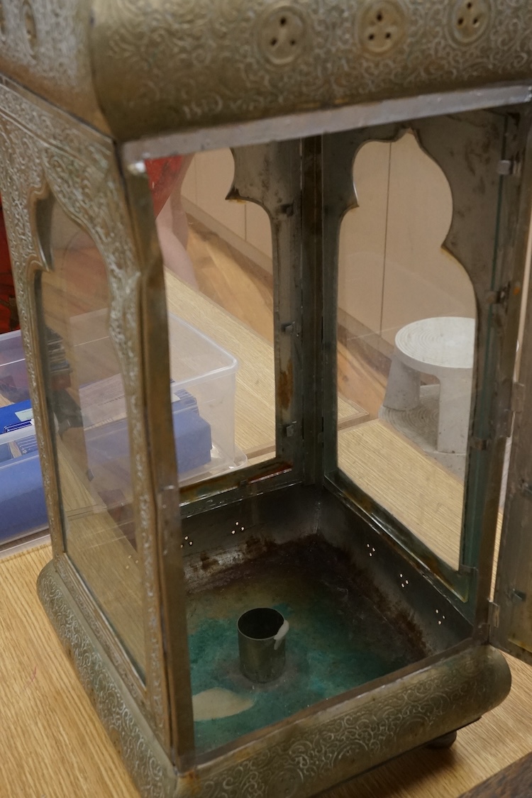 A Moroccan metal hall lantern, 87cm